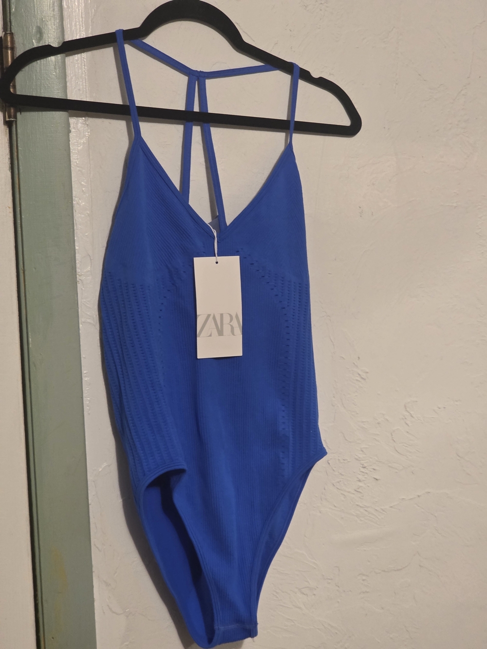 Zara Electric Blue Ribbed Bodysuit